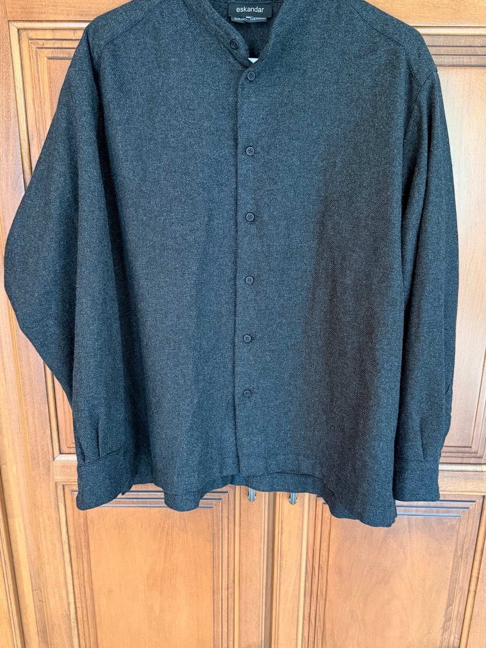 eskandar 100% Cashmere Charcoal Gray Button Down Shirt